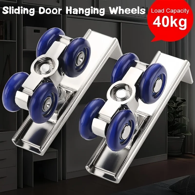 2 Teile/satz 4 Räder Schiebetür Rollen Hardware Schiebetüren Riemenscheibe Kleiderschrank Holz Tür Hängen Räder Schiene Schiene Riemenscheibe
