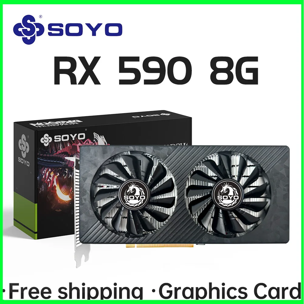 SOYO AMD RX 590 8 GB Placa De Video Gaming Grafikkarte GDDR5 256Bit PCI Express 3.0 ×16 6Pin Radeon GPU rx590 Serie Image