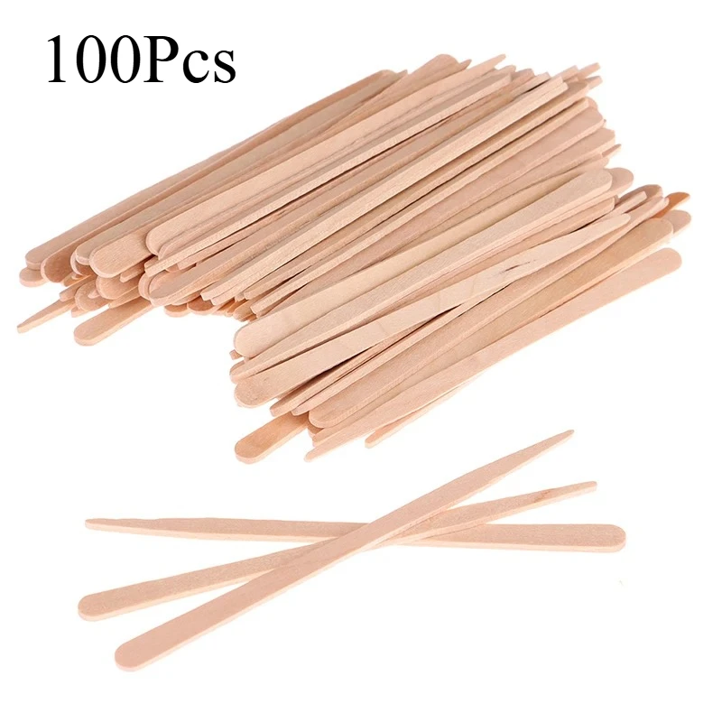 Persönliche Hygiene-Sets, Beauty-Sets, Holz, Zungenspatel, Wachs, Einweg-Spatel, Körperhaarentfernung, 100 Stück Image
