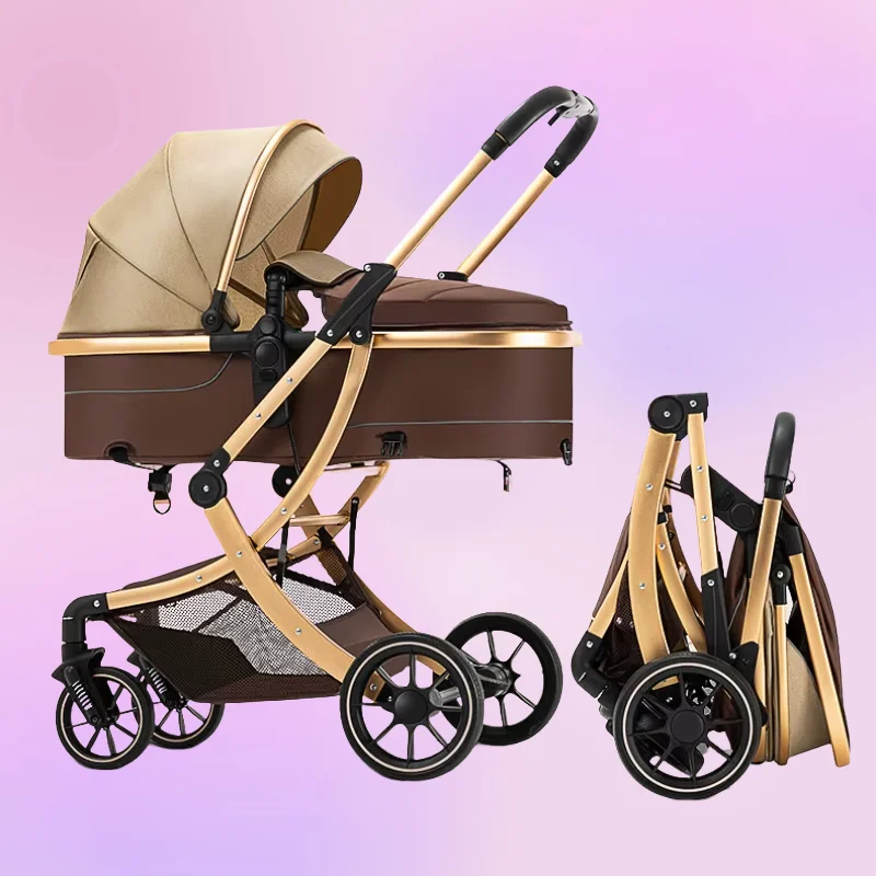 2025 NEUER Kinderwagen 2-in-1-Kinderwagen mit hoher Landschaft. Es kann umgekehrt und zusammengeklappt werden Image