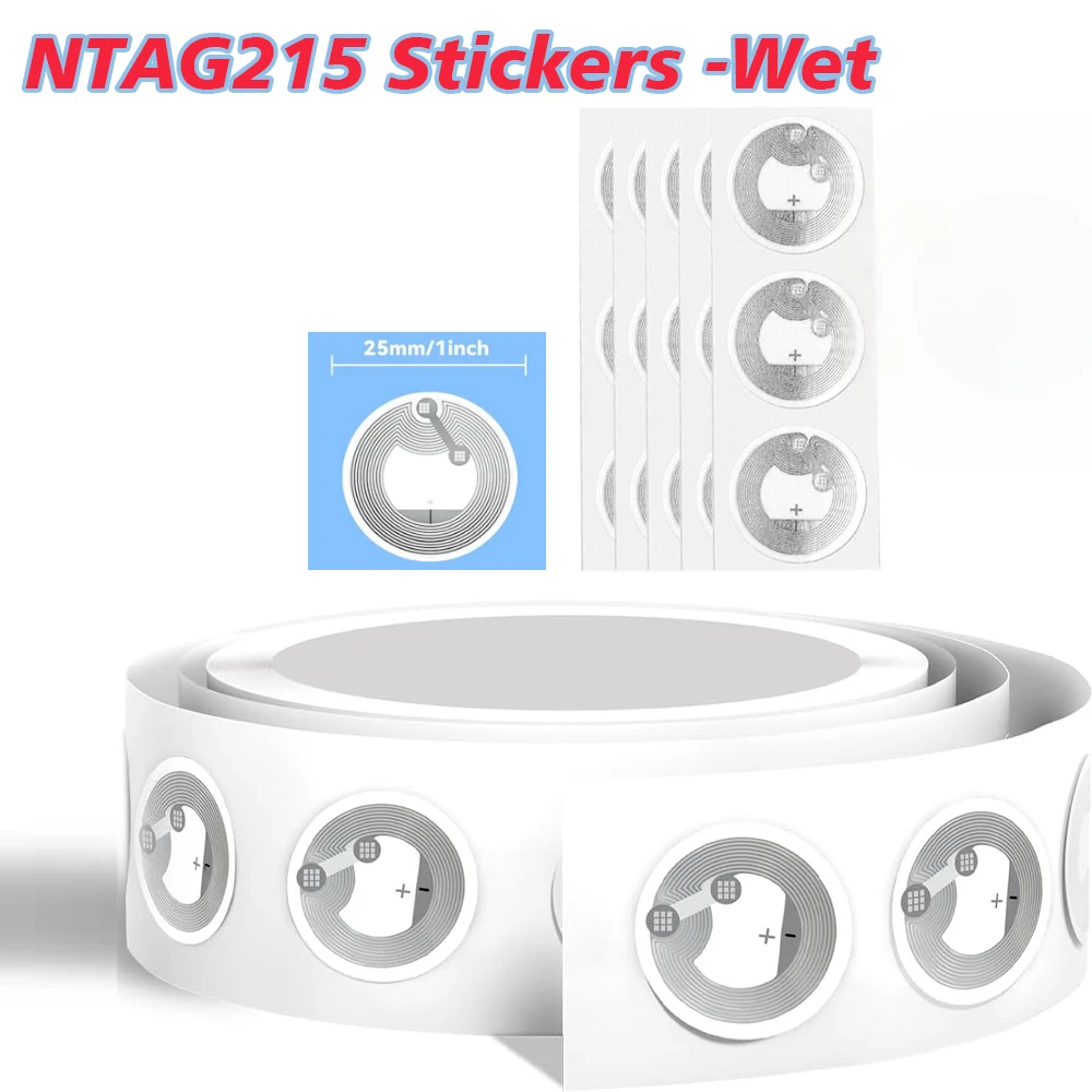 100/200 Stück NTAG215 NFC-Nassetiketten-Aufkleber Bewertung NFC-Aufkleber Erhöhen Sie die veränderbare wiederbeschreibbare runde Kopie transparentes Etikett Image