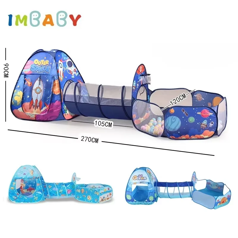 IMBABY NEU 3-in-1-Babybälle, Pool- und Spielzeugzelt und Krabbeltunnel, Zuhause, Babyspielplatz, faltbares Bällebad, Spielzelt für Kinder Image