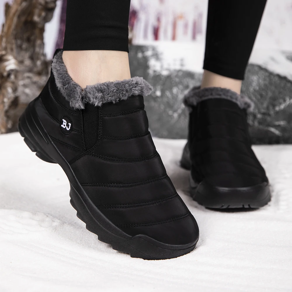 Damen Plüsch-Stiefel mit Dicker Sohle, Damenschuhe, Wasserdichte Damenstiefel, Winter-Mode Schneestiefel, Damenstiefel 25 Jahre Neues Modell