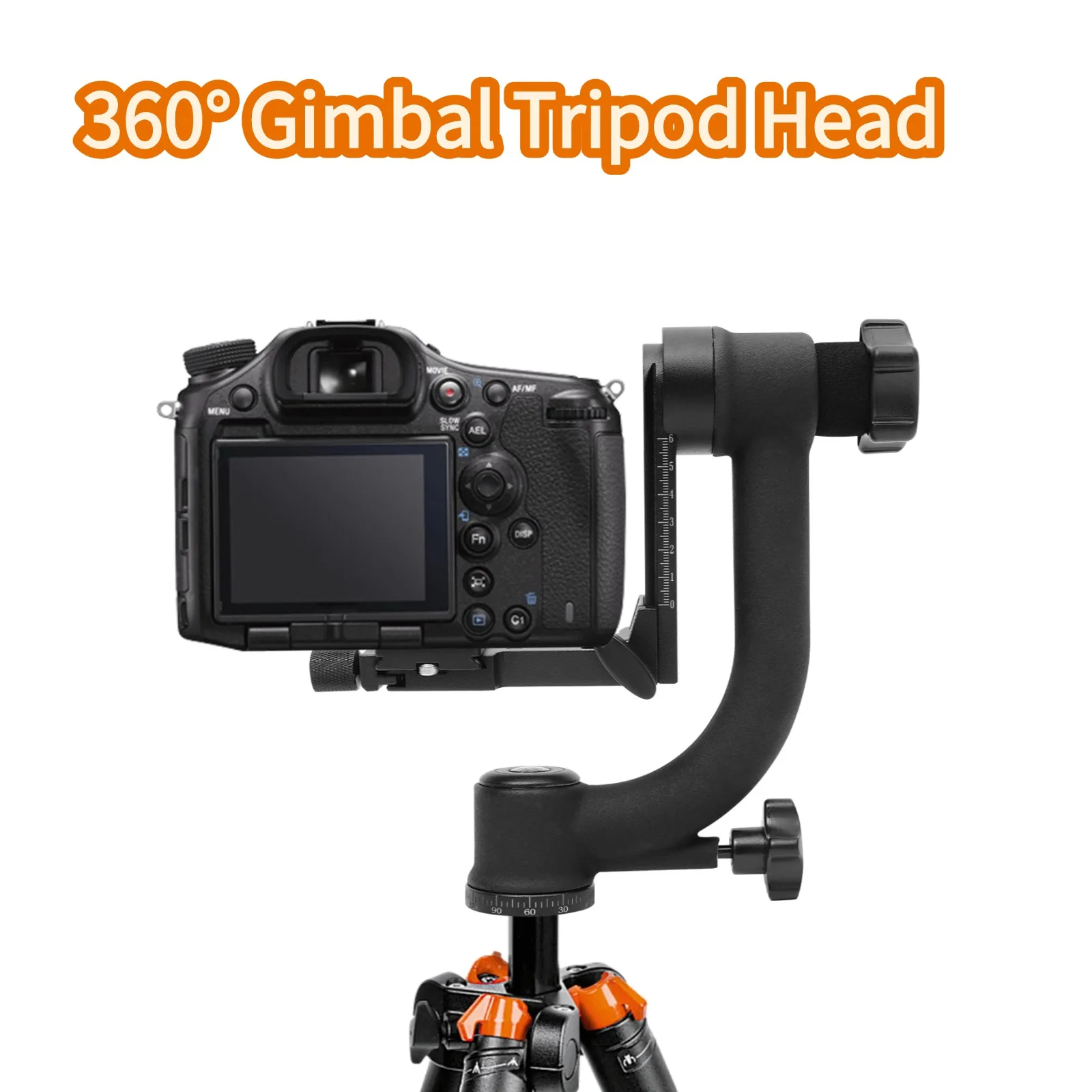 360 ° Panorama-Gimbal-Stativkopf, 44 Pfund Tragfähigkeit, glatte Drehung für DSLR-Telobjektive für Wildtiersportfotografie Image
