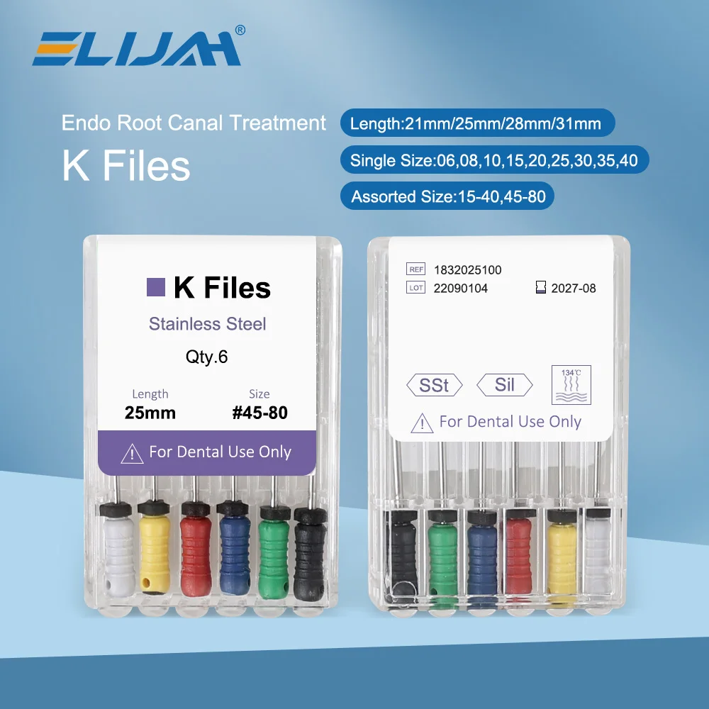 ELIJAH 6 Teile/paket Dental Hand Verwenden K Dateien 21 cm 25mm Edelstahl Endodontie Wurzelkanal Datei Dental Zahnmedizin behandlung Werkzeuge Image