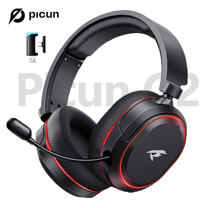 Picun G2 2,4G Wireless Gaming Headset Bluetooth Kopfhörer 5ms Niedrige Latenz 7,1 Surround ENC Mikrofon Für PC PS4 PS5 Telefon Schalter
