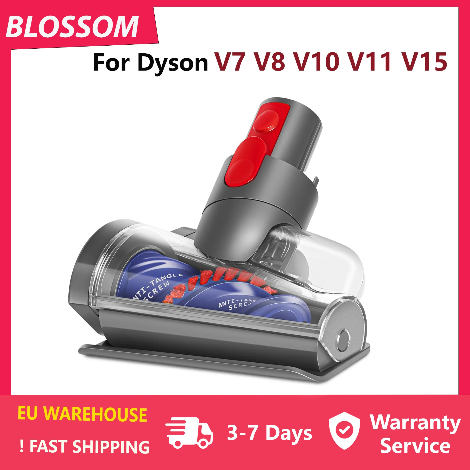 Blossom Mini Motorisierter Bürstenkopf Kompatibel mit Dyson V7 V8 V10 V11 V15, Anti-Verhedderungs-Aufsatz Ersatzkopf Image