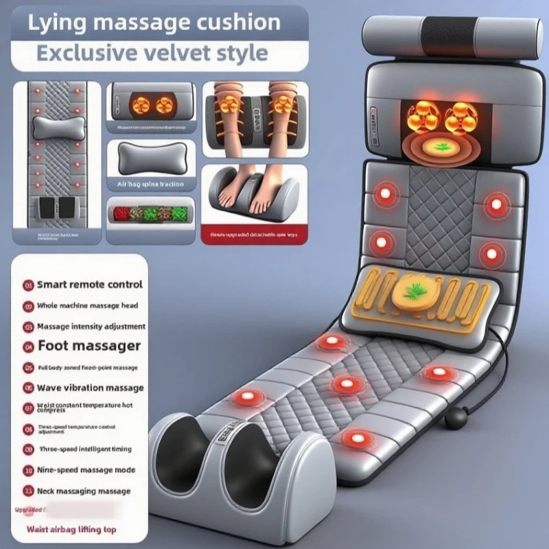 Ganzkörper-Massagepad, 10 Zonen, Wellenvibration, Kneten, Massagekissen, Fuß, Wadenmassage, Rücken, heiße Kompresse, Aufbewahrungstasche im Lieferumfang enthalten, Mo
