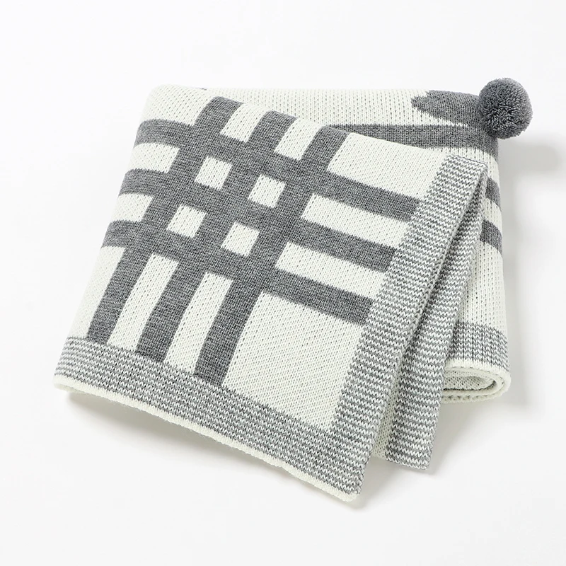 Baby Decke Knit Weiche Neugeborene Mädchen Jungen Nette Kaninchen Plaid Bettwäsche Krippe Quilt Mode Pompom Kleinkind Infant Kinderwagen Swaddle Wrap Image