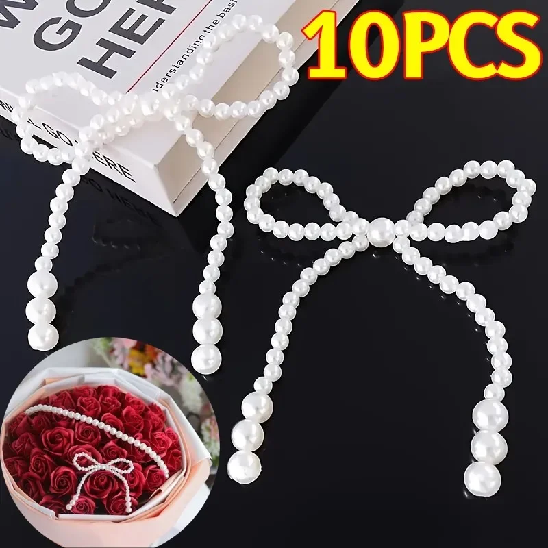 10/1PCS Imitation Perlen Bogen Romantische Haarspange Kopfschmuck DIY Blume Kuchen Perle Bogen Dekor Home Party Hochzeit Dekorieren ornament Image