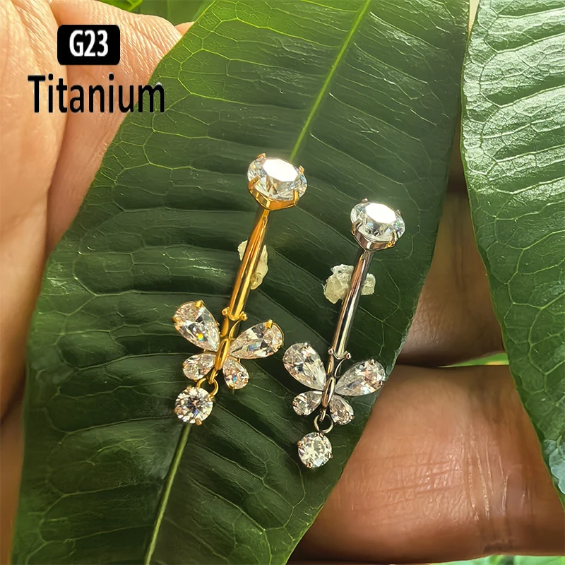 Kristall Sexy Bauchnabelpiercing ASTM F136 Titan Schmetterling Bauchnabelring Strass Nabelringe Bauchnabelpiercing für Frauen Image