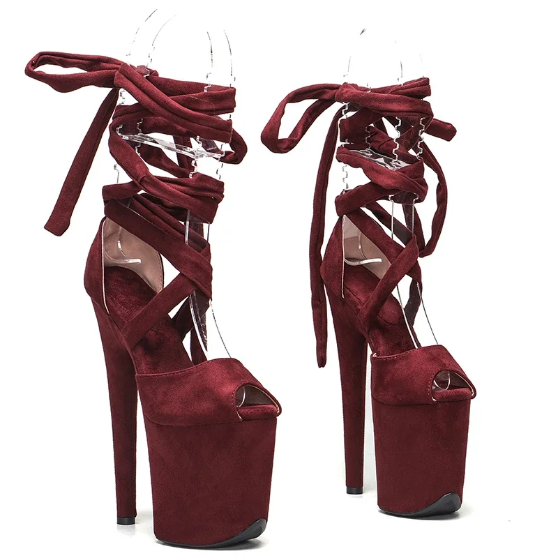 Leecabe 8 Zoll/20 cm Wildleder Obermaterial Plateausandalen Party High Heels Schuhe Pole Dance Schuhe