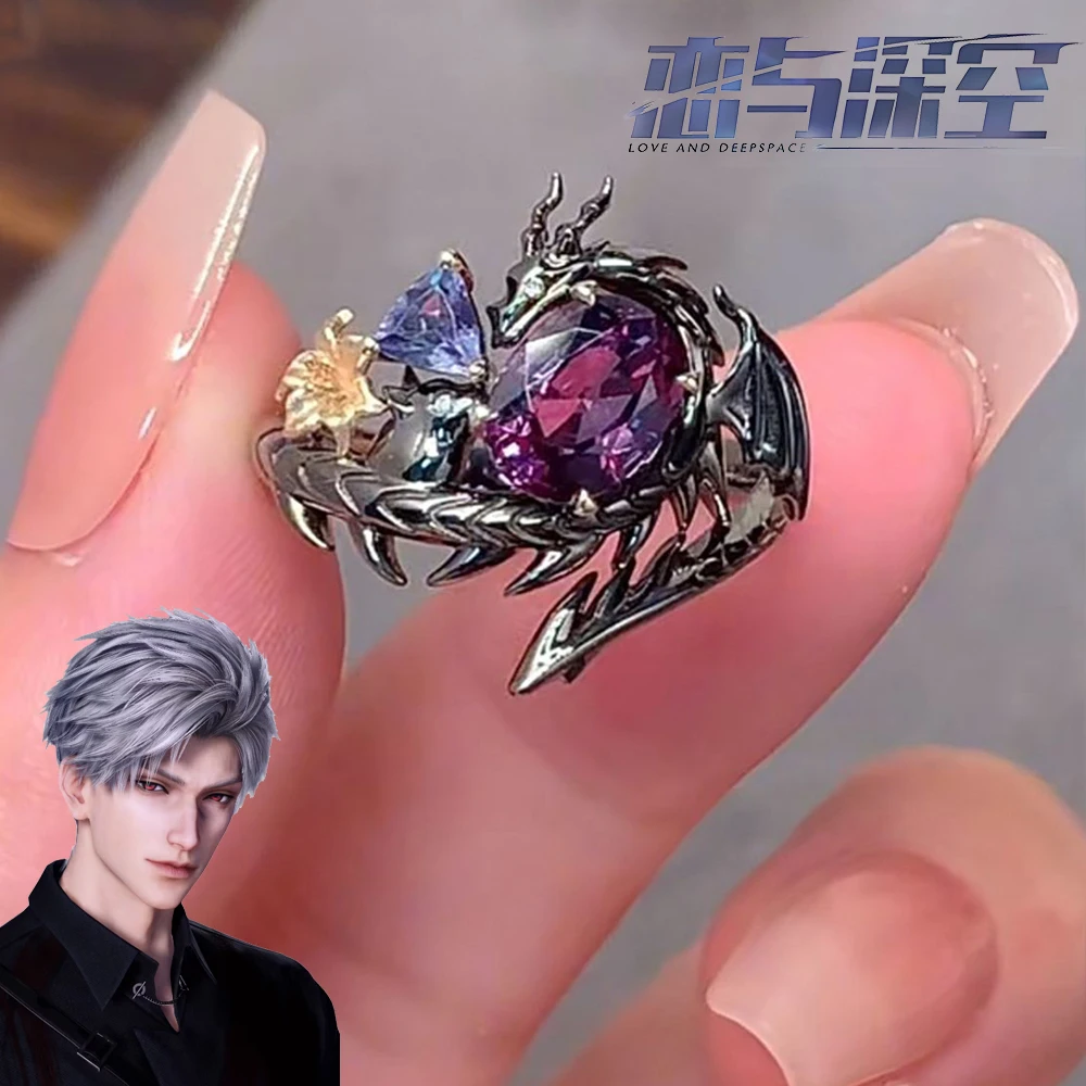 Spiel Liebe und Deepspace Sylus Cosplay Ring Einstellbare Legierung Finger Ringe Blume Drachen Dekoration Unisex Requisiten Image