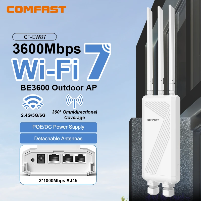 COMFAST BE3600 WIFI7 Outdoor AP Router 2,4G/5,8G Dual Dand Long Range signal Extender Amplifie drahtlose WiFi Repeater wasserdicht Image