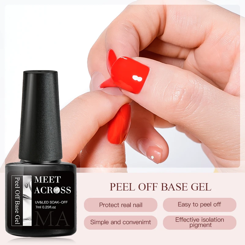 MEET ACROSS 7 ml Peel Off Gel Basis Gel No Need Remover Water Soak Off Nail Art UV Primer Gel Nagellack Decklack Nagellack Image