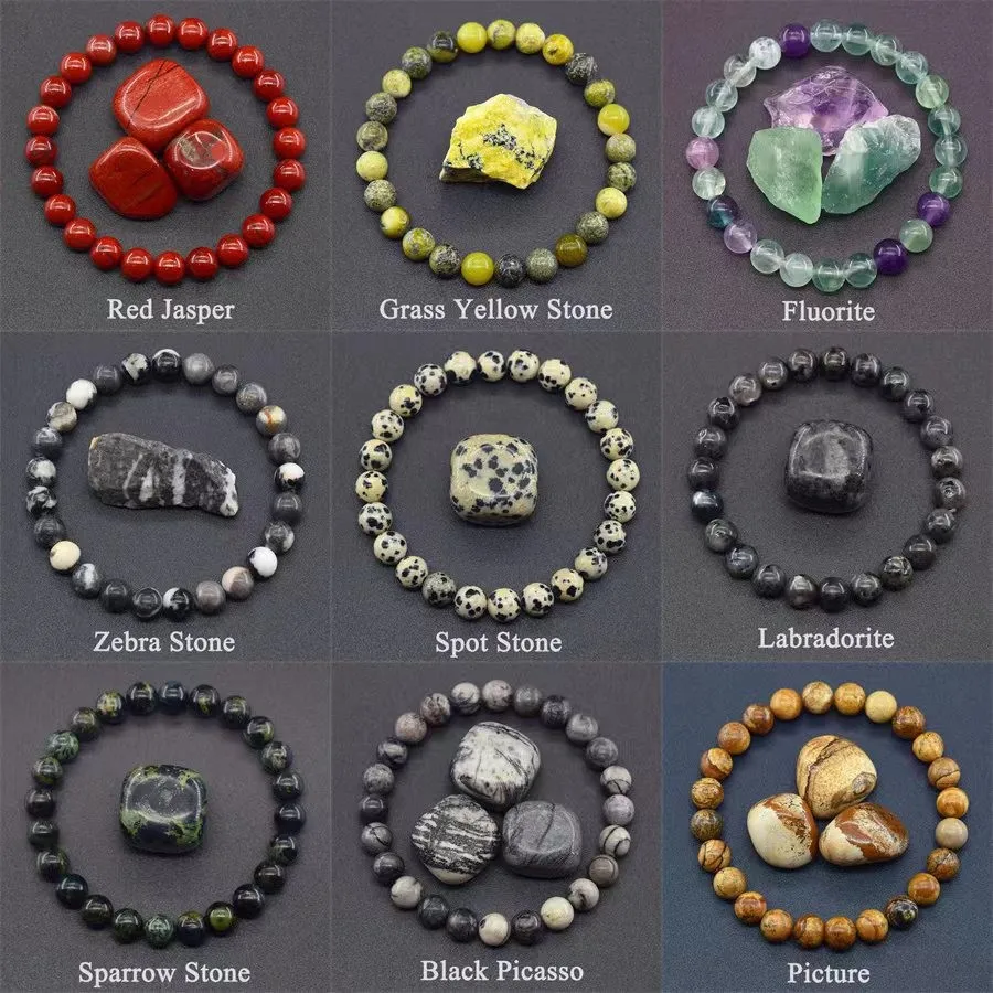Armband aus Natursteinperlen für Damen und Herren, Amethyst, Kristall, Quarz, Achat, Tigerauge, elastische Armreifen, Reiki-Heilung, Schmuck, Geschenk
