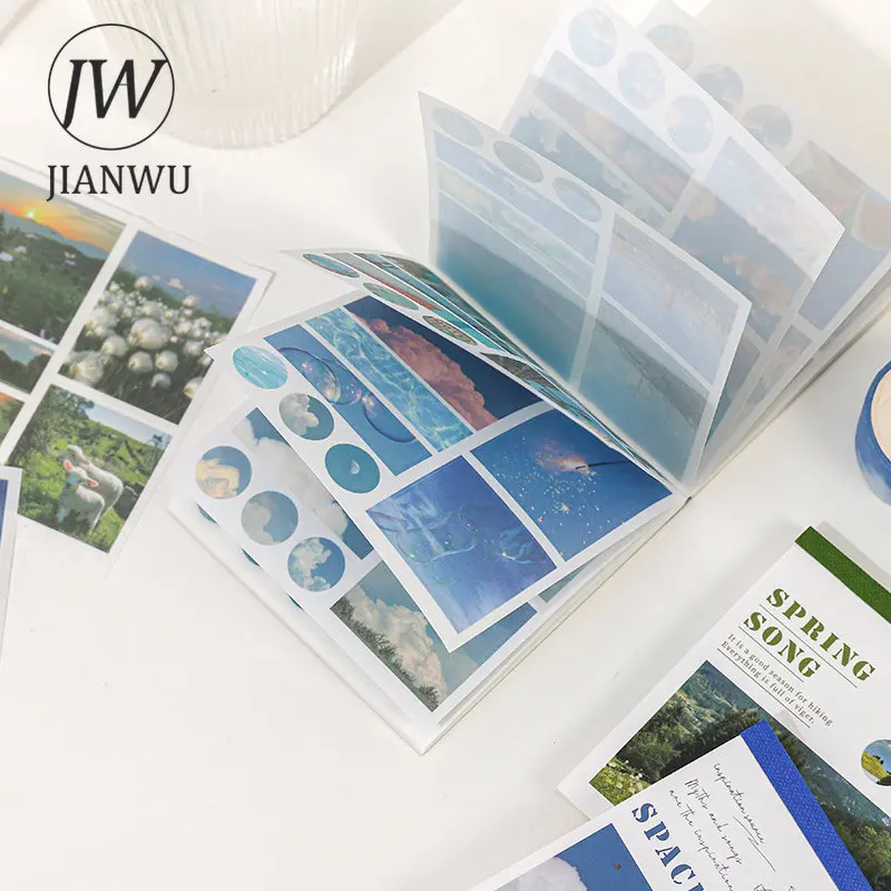 JIANWU 40 Blätter INS Ästhetische Landschaft Aufkleber Buch DIY Journal Dekoration Kunst Scrapbooking Material Kawaii Schreibwaren Aufkleber Image
