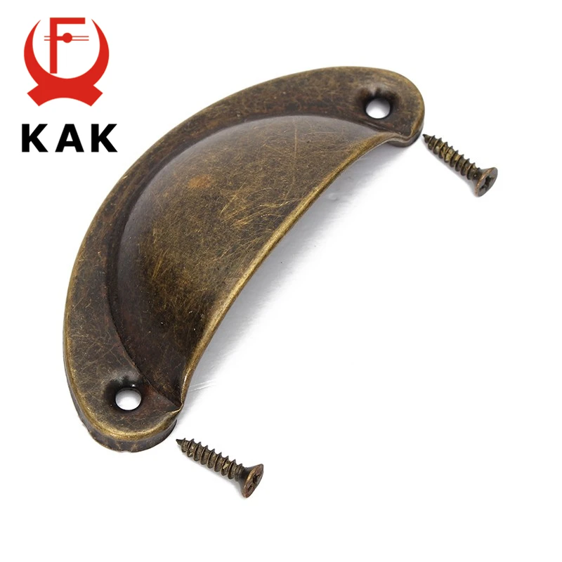 KAK 20PCS Retro Metall Küche Schublade Schrank Türgriff Und Möbel Knöpfe Hardware Schrank Antike Messing Shell Pull Griffe