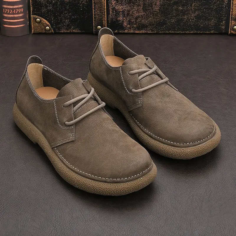 Herren Vintage Wildleder Freizeitschuhe - Slip-On Loafer mit weicher Gummisohle, 2026 Atmungsaktive Retro Lazy Sneakers