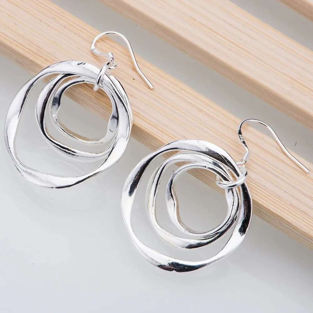 Charms süße Kreis-Ohrhänger aus 925er Sterlingsilber für Damen, Hochzeit, Verlobung, Party, Modeschmuck Image