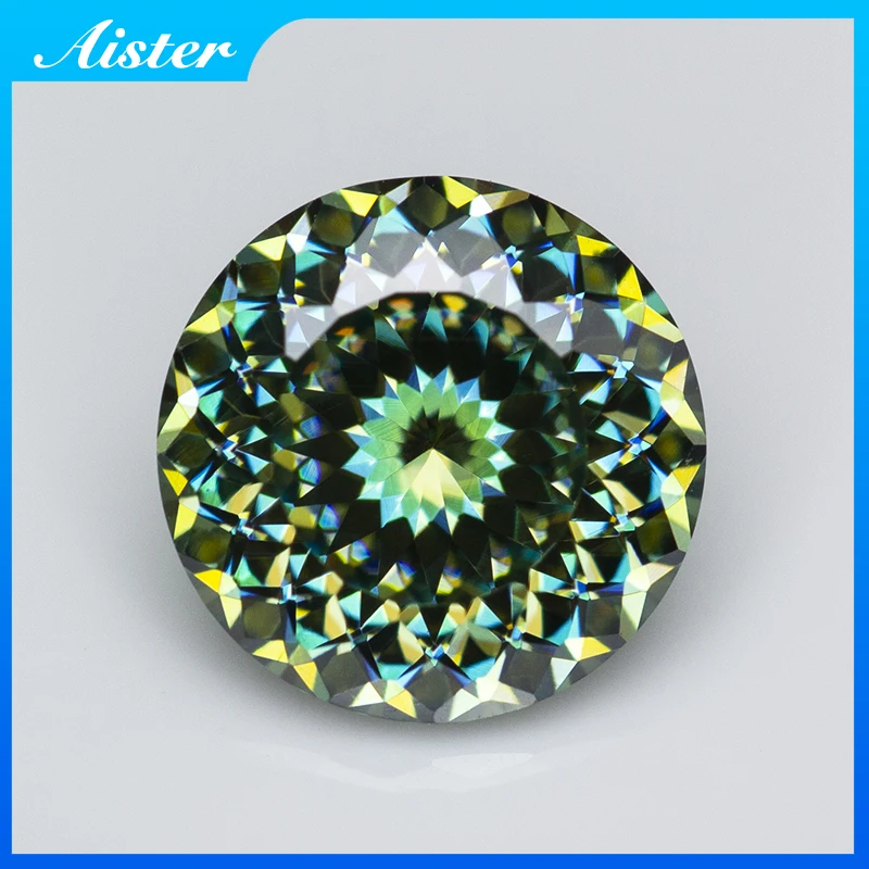 Hellgrüner runder 100er facettierter loser Moissanit-Stein, Diamant, russischer Vogelnest, geschliffener Moissanit-Edelstein mit GRA-Zertifikat Image