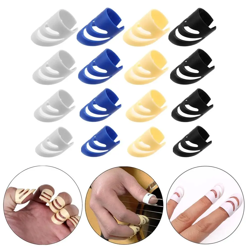 4 PCs Gitarre Ukulele Kunststoff Daumen Finger Nagel Fingertip Picks Protektoren ALaska Pik Finger Pick für Akustische Elektrische Gitarre Image