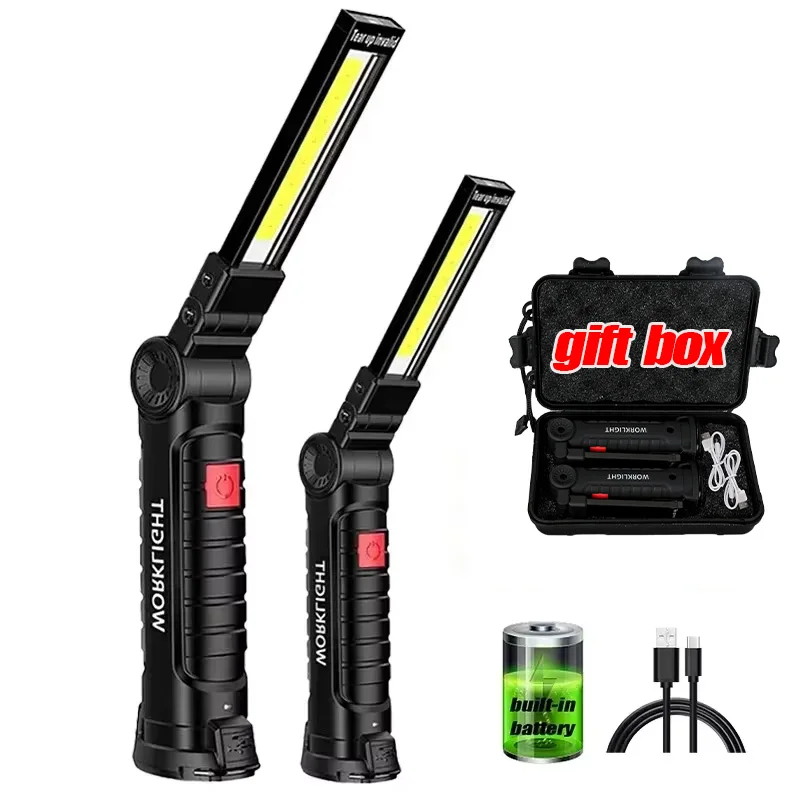 1pc COB LED Arbeit Licht Dimmbare USB Aufladbare LED Taschenlampe Inspektion Lampe Mit Magnet & Haken 14500/18650 Batterie taschenlampe licht Image