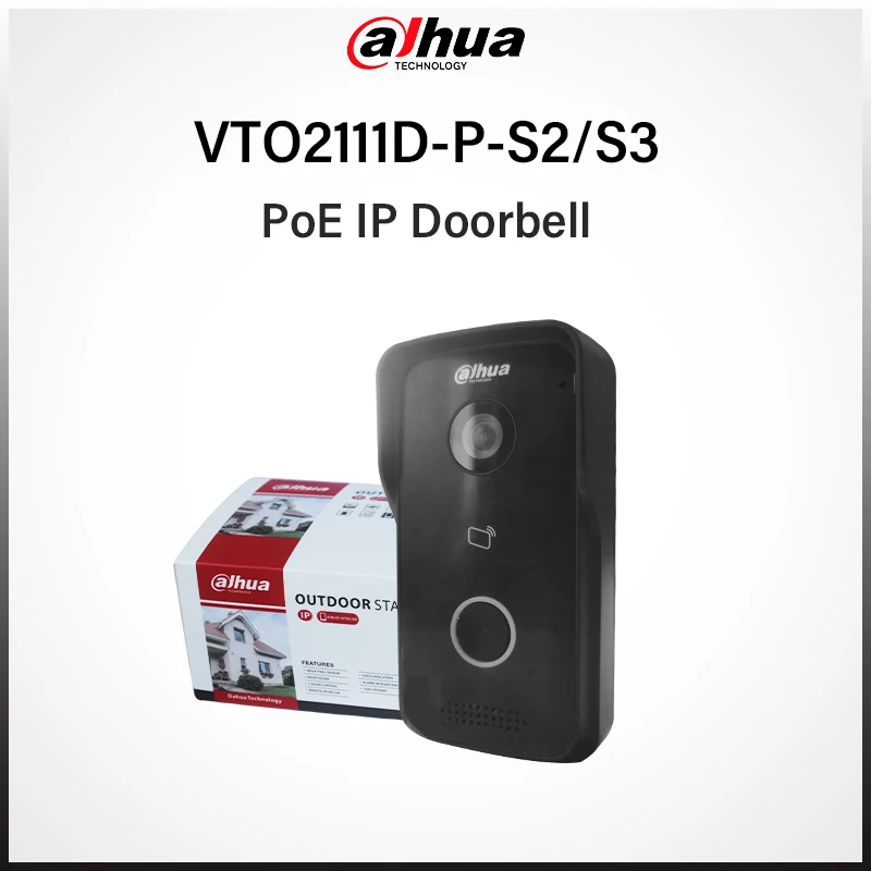 Dahua 1080P 2MP PoE Türklingel Außen-Video-Gegensprechanlage Steuerung von 2 Schlössern HD Auto-IR-Karten-App-Entsperrung Volldigitale VTO VTO2111D-P-S2/S3 Image