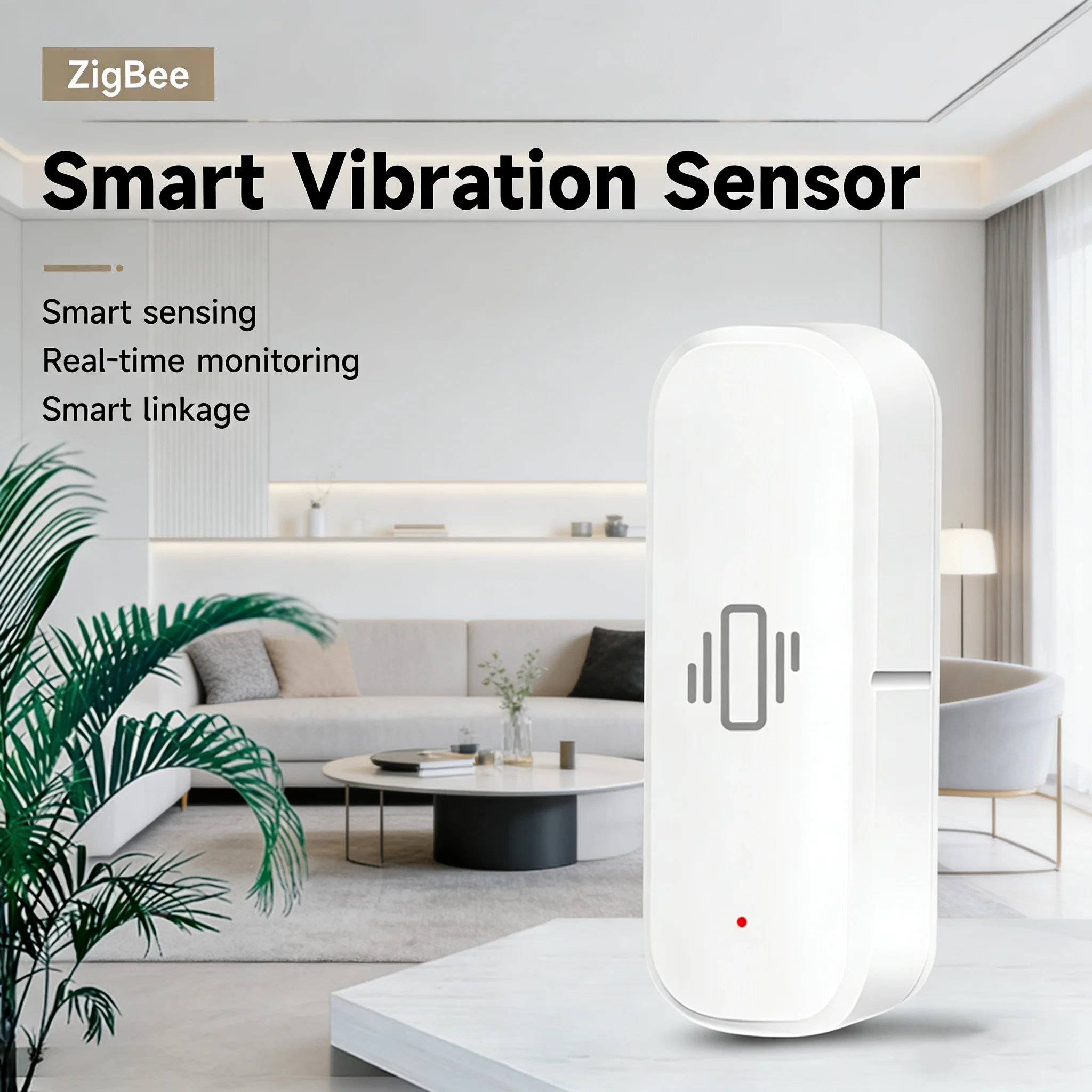 Tuya ZigBee Vibrationsdetektor Smart Life App Monitor Fernüberwachung Sicherheitsschutz Zigbee Sensor Bewegungs- und Erschütterungsalarm Gateway erforderlich Image