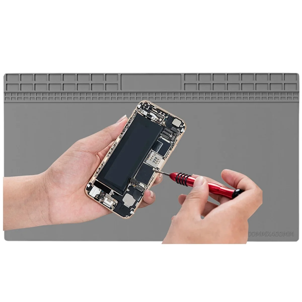 AA91 Super Big 700 x 400 mm reines Silikon-Isolierpad, Reparaturarbeitsmatte, BGA, hitzebeständig, Lötstation, Schreibtischplattform, Grau Image