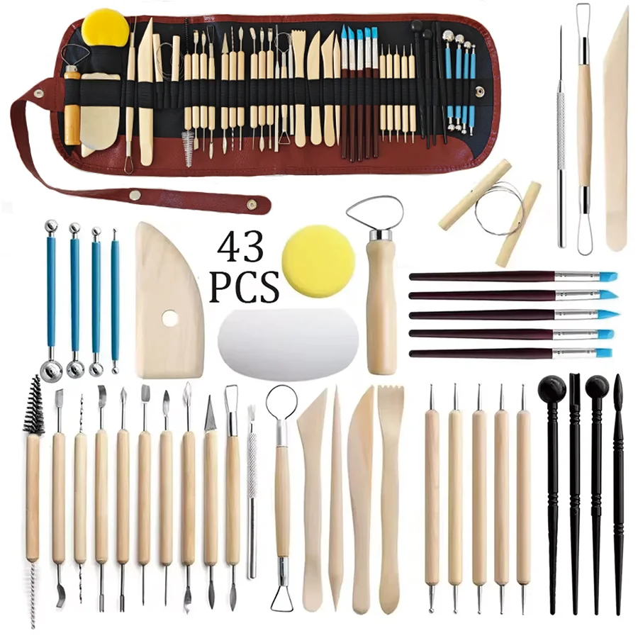 Keramik-Ton-Bildhauerwerkzeuge-Set, 8–61 Stück/Set, Keramik-Wachs-Ton-Schnitzwerkzeuge für Kunsthandwerk, Keramik-Bildhauer-Modellierungswerkzeug-Set Image