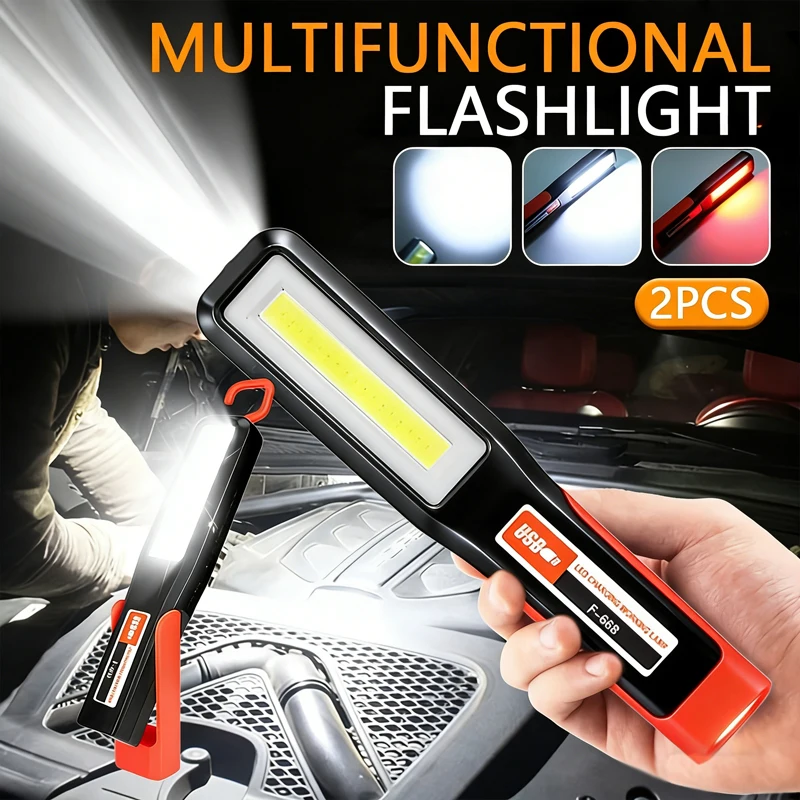 Leistungsstarke COB LED Arbeit Licht Auto Garage Mechaniker Lampe USB Aufladbare Taschenlampe Magnetische Taschenlampe Notfall Licht Warnlicht Image