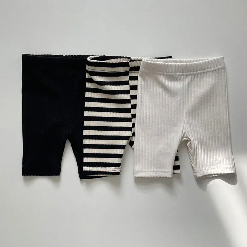 Sommer Neue Kinder Solide Shorts Baumwolle Mädchen Leggings Gestreiften Baby Stretch Hosen Infant Kleinkind Shorts Kinder Kleidung Image