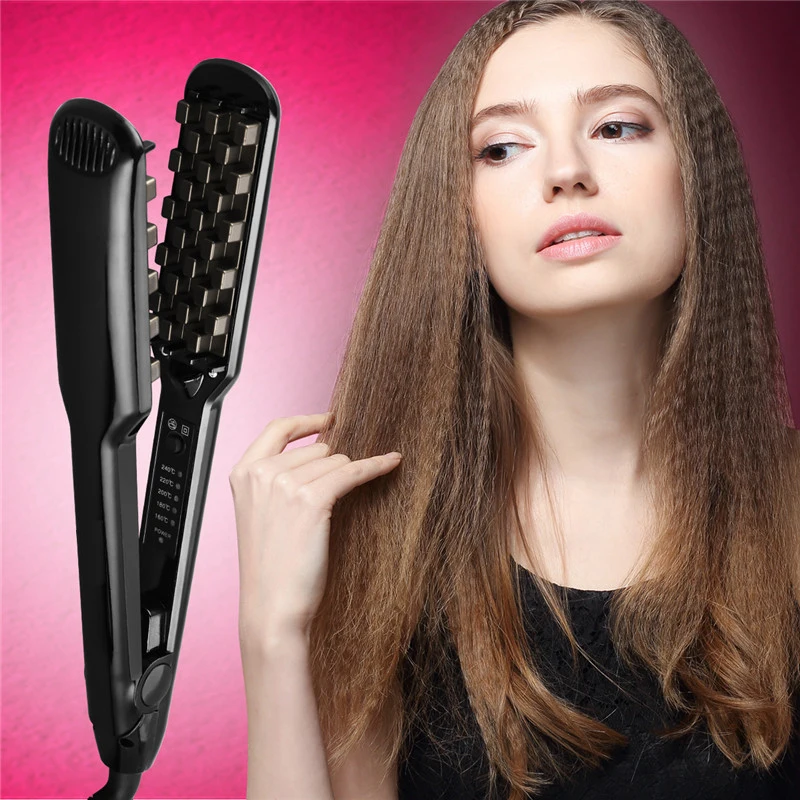 Haar Eisen Keramik 3D Grid Haar Crimper Professionelle Volumizing Curling Eisen Mais Dauerwelle Flauschigen Schiene Flache Eisen Haar Styling Werkzeuge