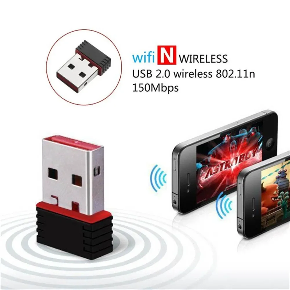 RTL8188 150 Mbit/s USB-WLAN-Adapter für Raspberry Pi, kabelloser Netzwerkkarten-Adapter, WLAN-Dongle für Desktop-Laptop-PC Windows RTL818 Image