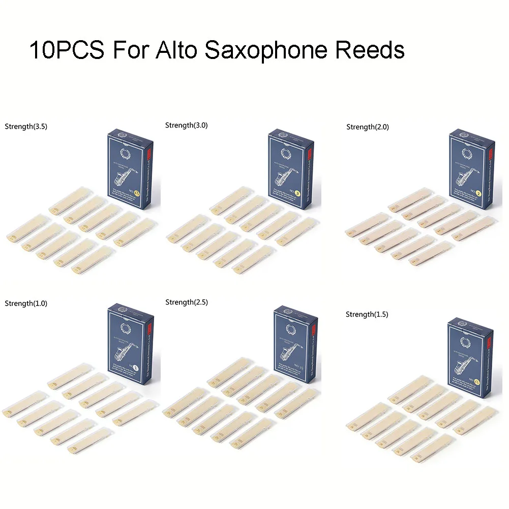 10 Stück Altsaxophonblätter in voller Größe, Stärke 1,0 1,5 2,0 2,5 3,0 3,5 Klarinettenblatt, Holzblasinstrumente Image