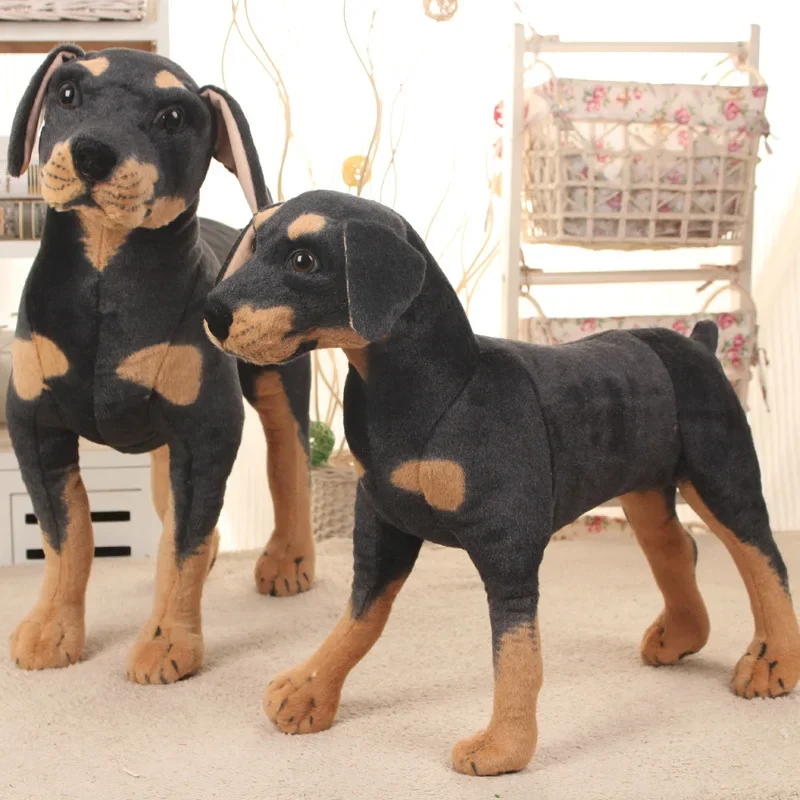 Simulation Stehend Schwarz Hund Plüsch Spielzeug Stofftier Spielzeug Haustier Hund Spielzeug Super Realistische Hund Spielzeug Studio Fotografie Requisiten Image