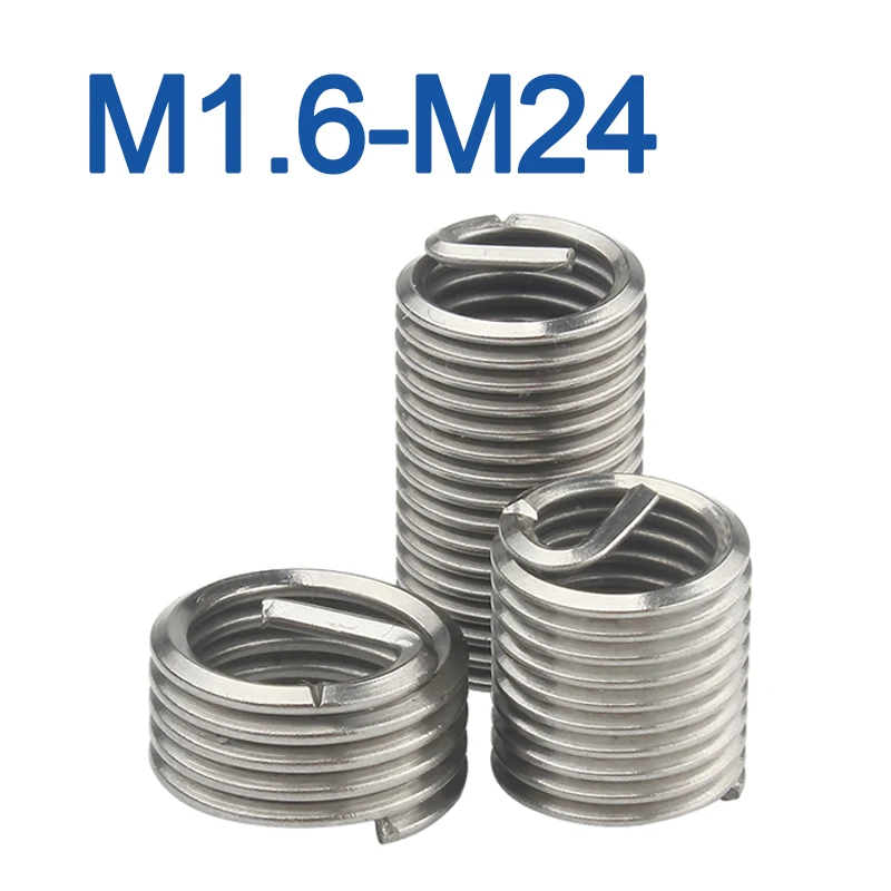 M1,6 M2 M2,5 M3,5 M4 M5 M6 M8 ~ M24 Edelstahl Spiraldraht Spiralschraube Buchse Hülsenensatz Gewindeeinsätze Gewindereparatursatz Image