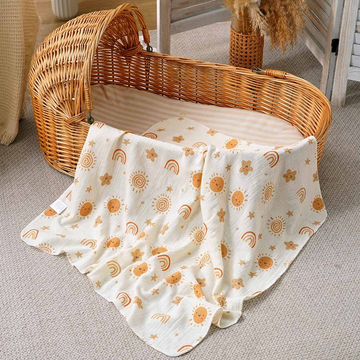 Elinfant Wickeldecken aus Kreppstoff, Musselin, 100 % Baumwolle, Wickeltuch für Neugeborene, weich, gemütlich, Badetuch, Wickeldecken Image
