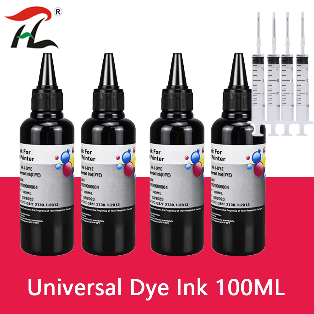 Schwarz * 4*100ML Refill Tinte Kits Für HP Für Canon Samsung Lexmark Epson Dell Brother ALLE Nachfüllbar inkjet Drucker Image