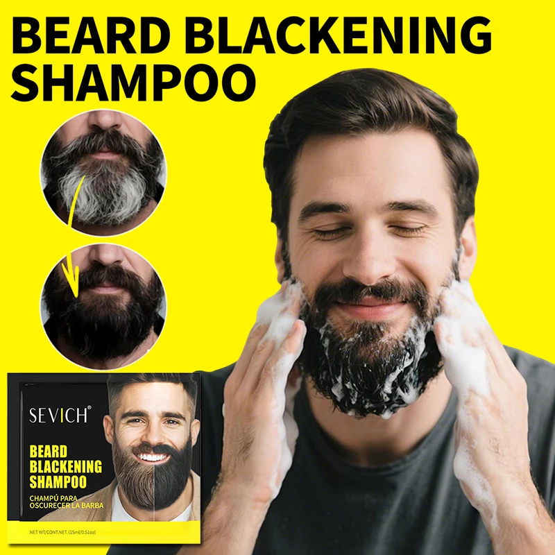 Gesundheit Natürliches Haarfärbemittel Schwarzes Bartshampoo Bartfarbe Männer Bartfärbung Farbstoff 5-Minuten Temporäres Schwärzungsschnurrbartshampoo Image