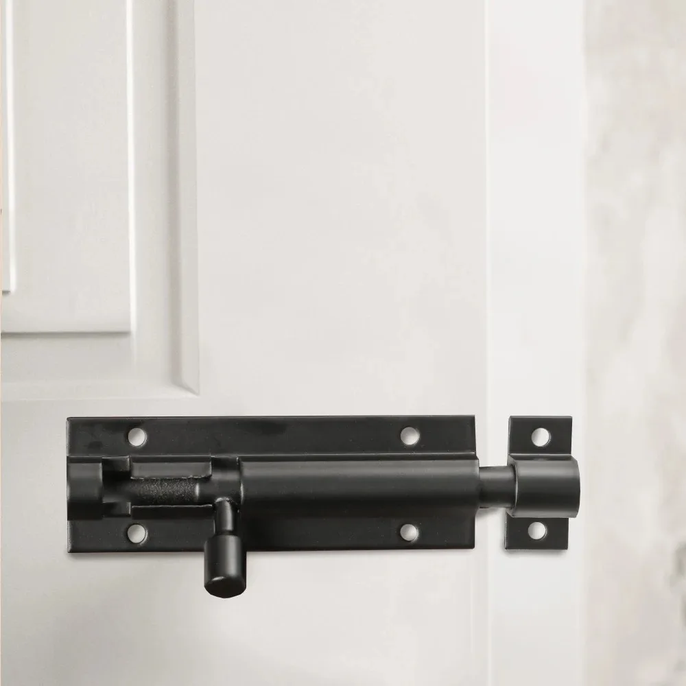 Schwarzes Türschloss-Fass aus Aluminiumlegierung, Türschlossriegel für Zuhause, Hardware, Tor, Sicherheitstürriegel, Turm, Fenster, Schloss, Silber Image