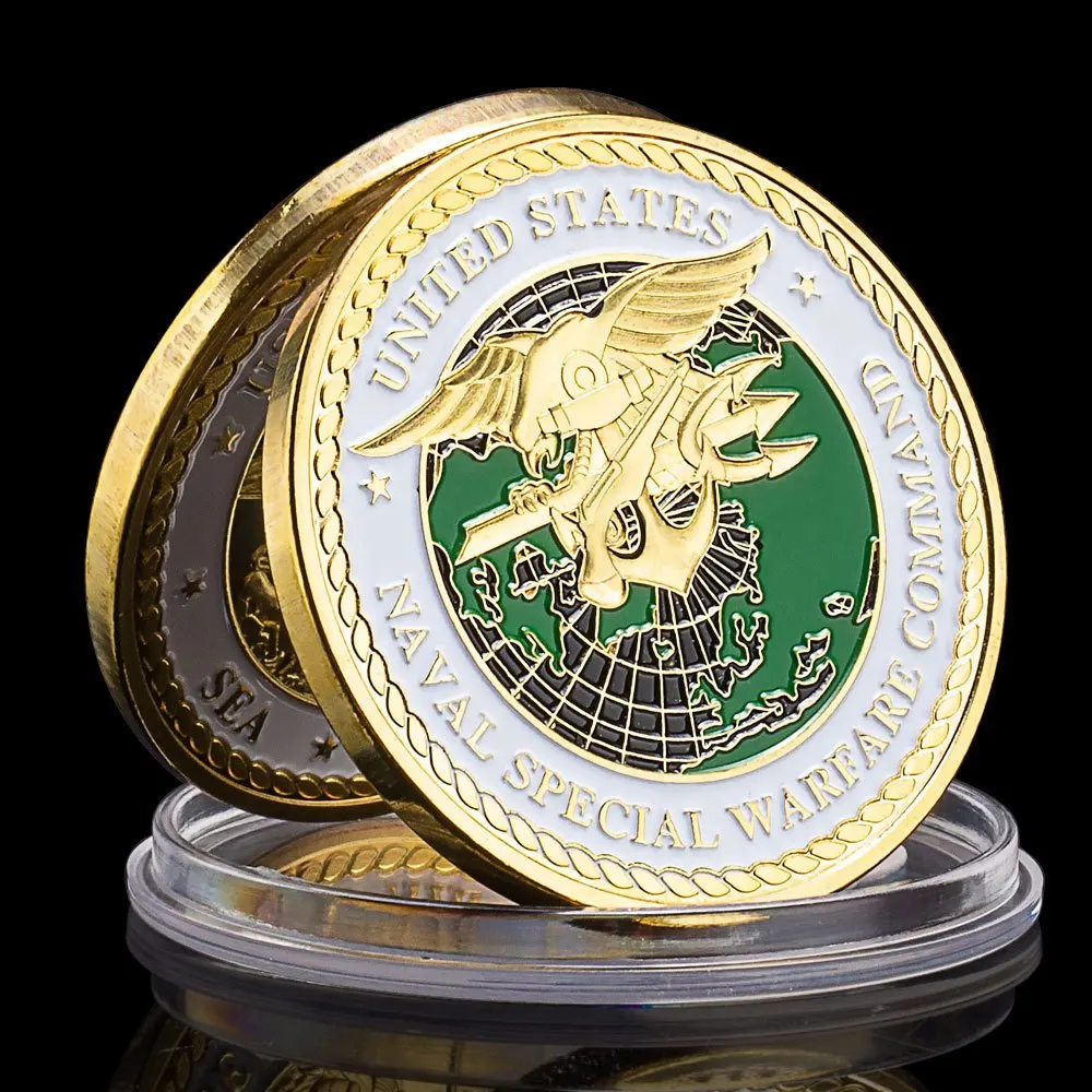 United States Naval Special Warfare Command Navy Seals Sammlerstück, vergoldete Souvenirmünze, Gedenkmünze, Herausforderungsmünze Image
