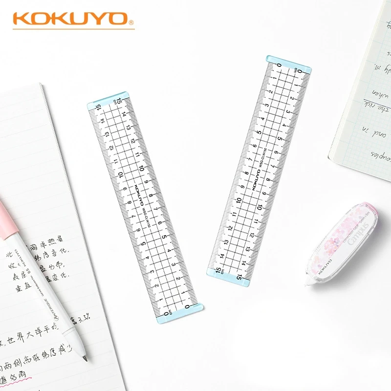 Kokuyo Campus 15 cm Lineal, doppelseitige Skala, transparentes Acryl, gerade Liner-Regel, Büro, Schulbedarf, F7272 Image