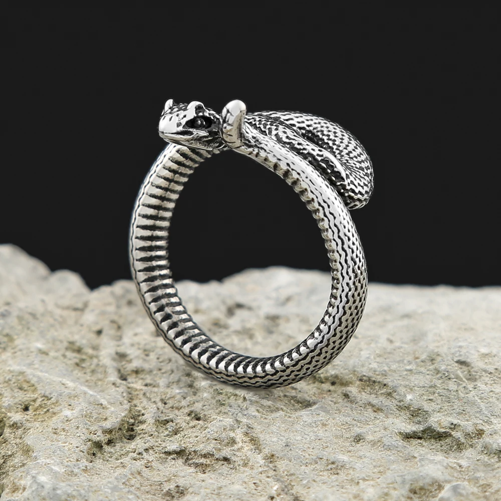 Punk Hip Hop einfache Edelstahl Schlangen ringe für Männer Frauen Mode Tier Schlange Silber Farbe Paar Ring Party Schmuck Geschenke Image