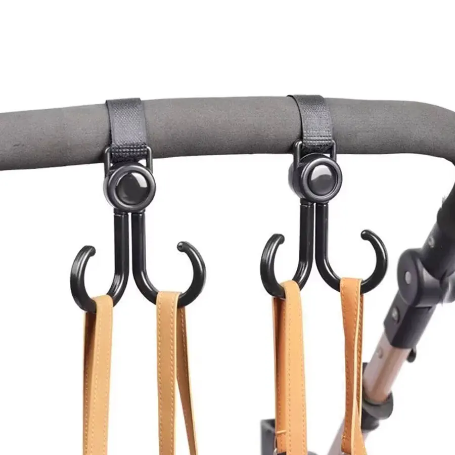 Doppelhaken, tragend, robust und langlebig, um 360 Grad drehbar, verstellbare Klettverschlüsse, Zubehör für Kinderwagen Image