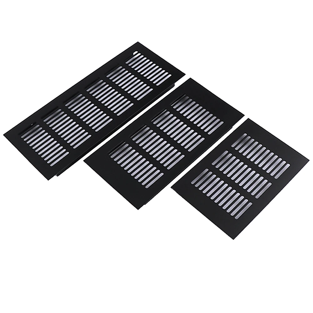 150 mm Aluminium-Lüftungsgitter für Schrank, Kleiderschrank, Lüftungsschlitze, rechteckige Lüftungsabdeckung, schwarz, für Badezimmertüren