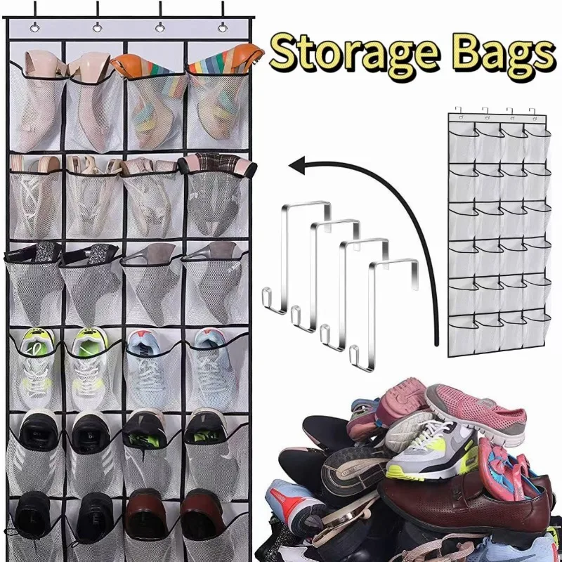 12/24 Taschen über der Tür, große Netztaschen, hängender Schuh-Organizer für Schrank, hängendes Schuhregal, Halter, Aufhänger, Aufbewahrungstasche