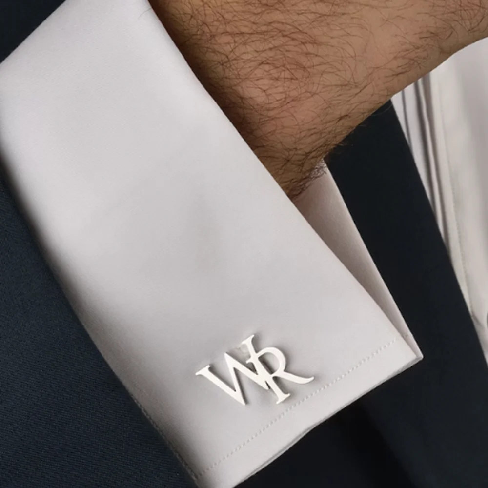 Benutzerdefinierte Manschettenknöpfe für Herren, luxuriös, personalisiertes Logo, Buchstabe, Edelstahl, Anzug, Hemd, Knopf, Hochzeit, Trauzeugen, Vatertagsgeschenke Image