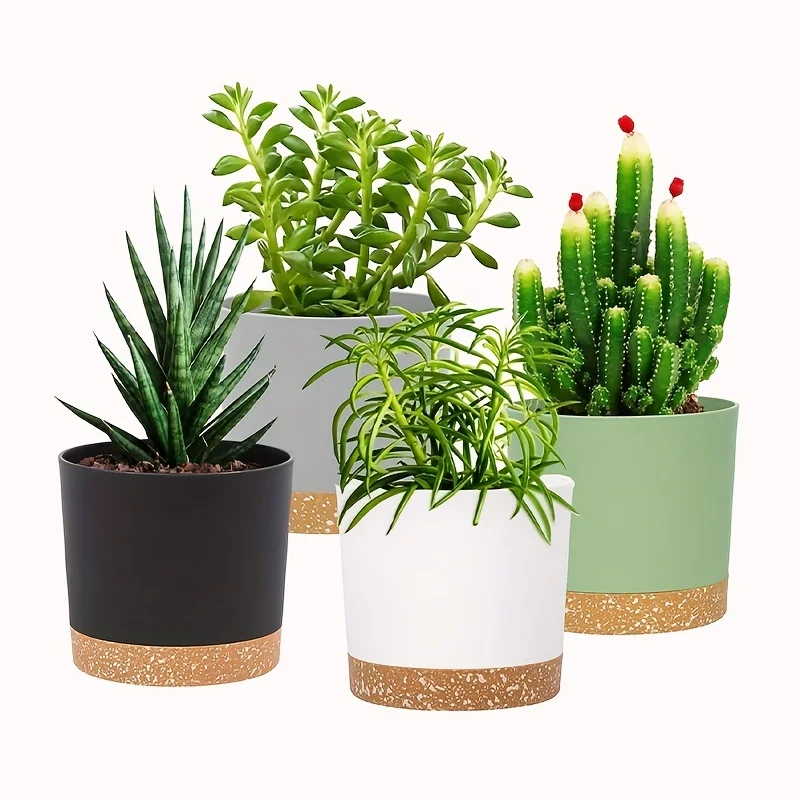 4 Stück Blumentöpfe, 5 Zoll, abnehmbarer Boden, runder Blumentopf, abnehmbarer Boden, Blumentopf für den Haushalt, atmungsaktiver Blumentopf Image